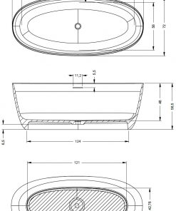 Akmens masės vonia Riho Oval matmenys