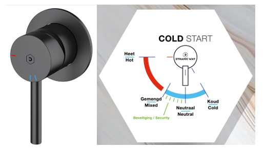 The Dynamic Way virtuvės maišytuvas su ištraukiamu snapeliu Cold Start technologija