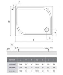 Dušo padėklas Roltechnik Rectan-M 100-80 cm