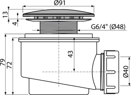 Sifonas dušo padėklui Roltechnik A 47 50/60 chromas